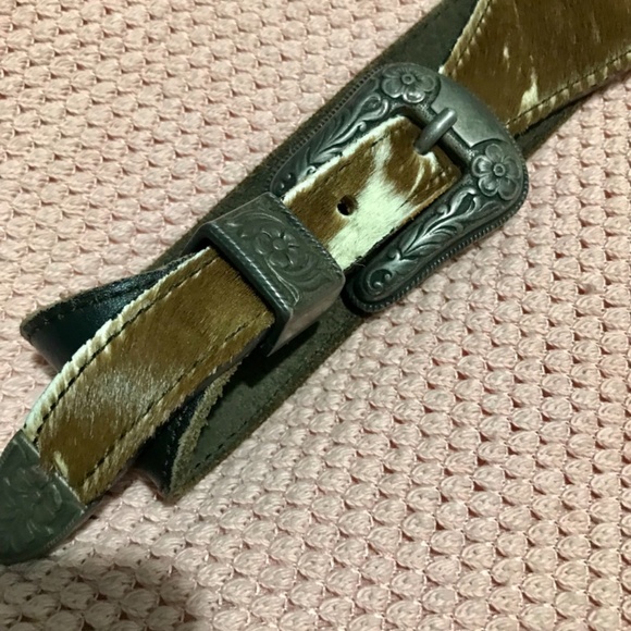 Leather and cow skin belt main image 5